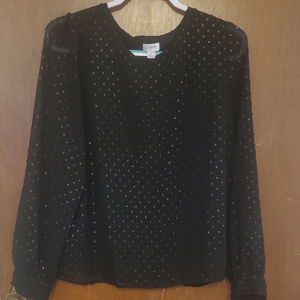 J. Crew Black Beaded Blouse